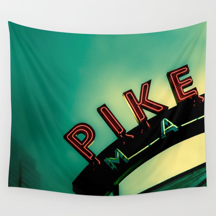 Pike Place Market at Dawn Wall Tapestry