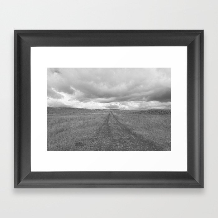 Black and White Montana Landscape Photography | Storm Clouds Photography | Prairie Photography | Western Landscape Framed Art Print
