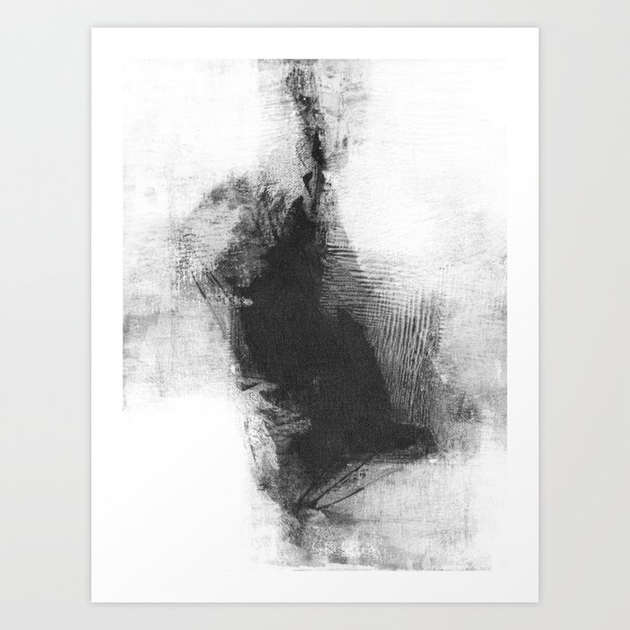 Black And White Minimalist Abstract Painting Delve 4 Art Print
