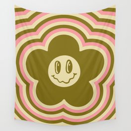 CUTE SMILING FLOWER \\ RETRO COLORS Wall Tapestry