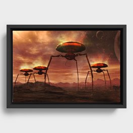 Alien Tripods Framed Canvas