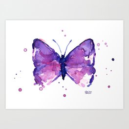 Butterfly Purple Watercolor Animal Art Print
