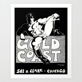 Vintage Gold Coast Art Print | Gay, Gold, Pattern, Lgbt, Usa, Graphicdesign, Black And White, Digital, Ink, Acrylic 