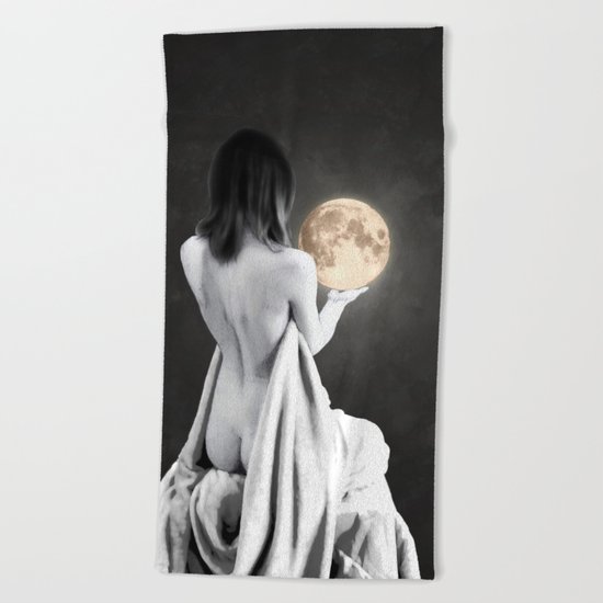 Moon Contemplation Beach Towel