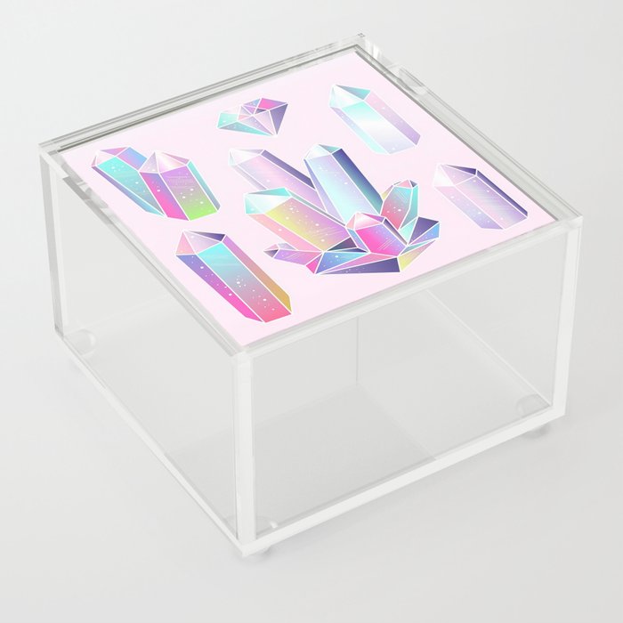 Pastel Rainbow Crystals Acrylic Box