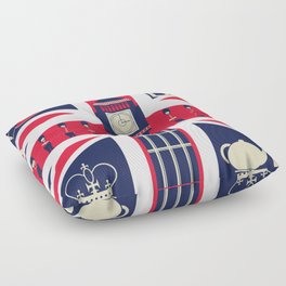 Vintage Union Jack UK Flag with London Decoration Floor Pillow