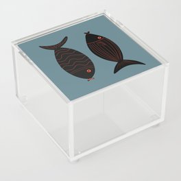 Fish - Orange Minimalistic Art Design Pattern Acrylic Box