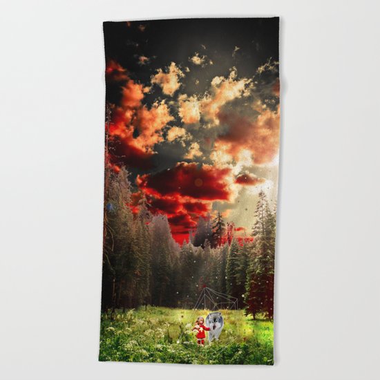 THE REAL STORY OF THE LITTLE RED RIDING HOOD Beach Towel