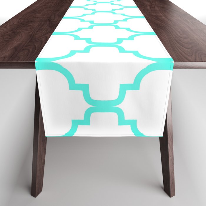Moroccan Trellis (Turquoise & White Pattern) Table Runner