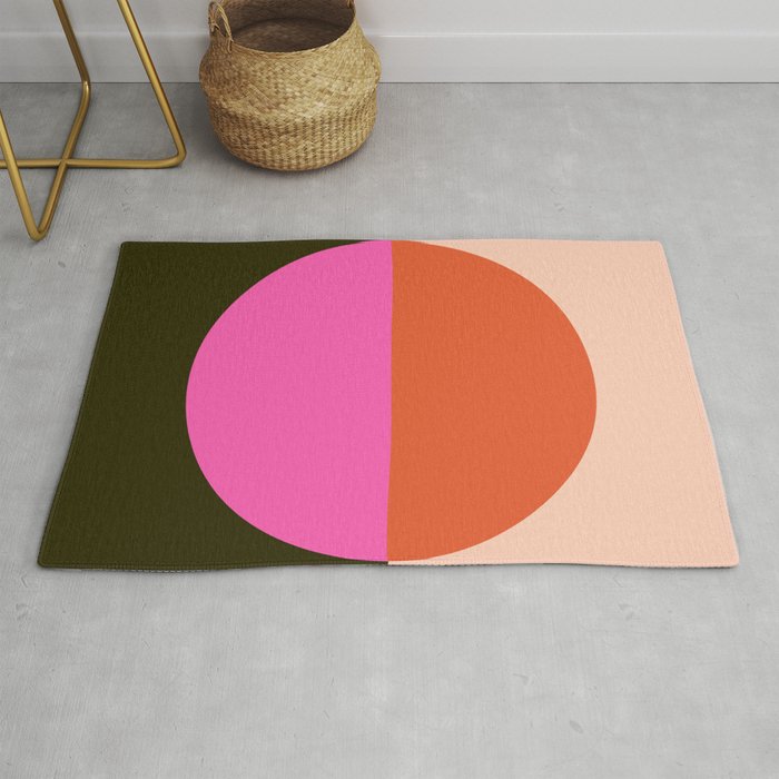 Geometric 72 | Forest and Pink Rug