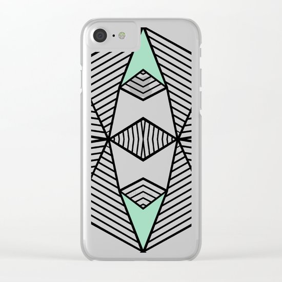 Triangle Tribal Mint Clear iPhone Case