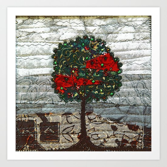 Green Tree on neutral Art Print