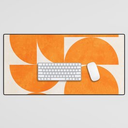Geometric Shapes orange mid century Desk Mat
