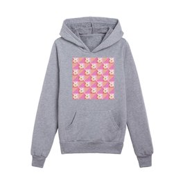 Geometric Retro Happy Baby Flowers - Pink and Peach Kids Pullover Hoodies