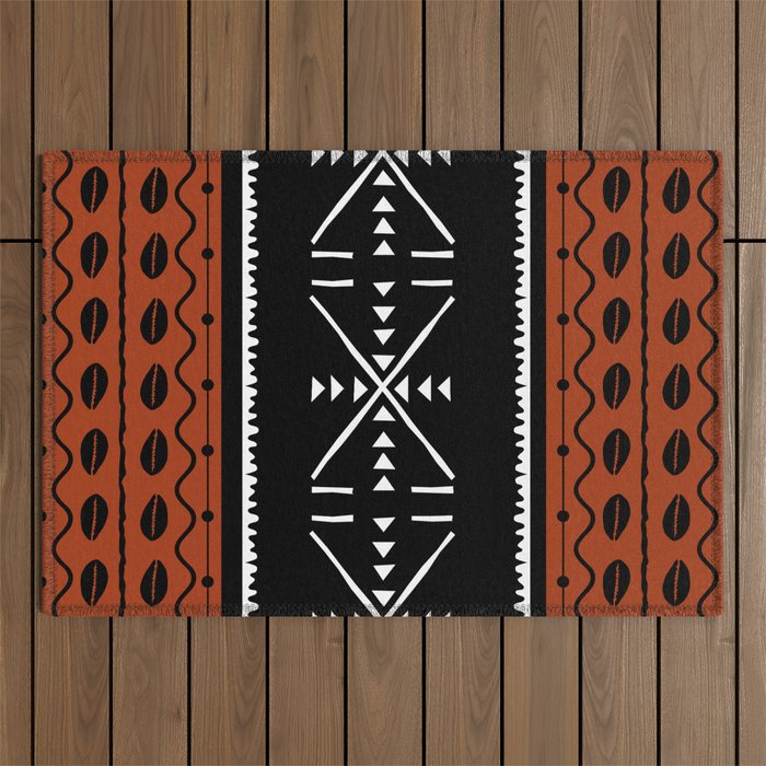 Beautiful African Bogolan Mud Cloth Outdoor Rug