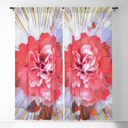 Coral Dahlia with golden arrows on cloudy sky Blackout Curtain