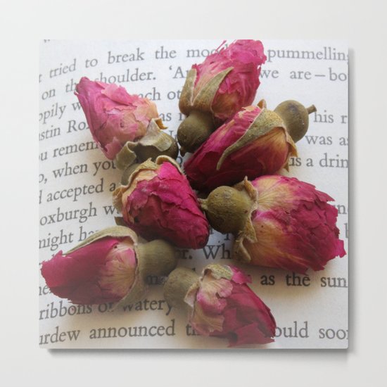 Red Roses on Old paper Metal Print