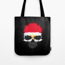 Flag of Egypt on a Chaotic Splatter Skull Tote Bag