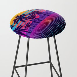 Solemn Retrowave Sunset Bar Stool