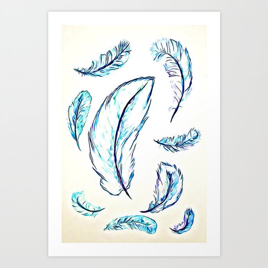 Turquoise Feathers Art Print