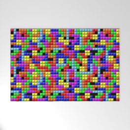 Tetris Inspired Retro Gaming Colourful Squares Welcome Mat
