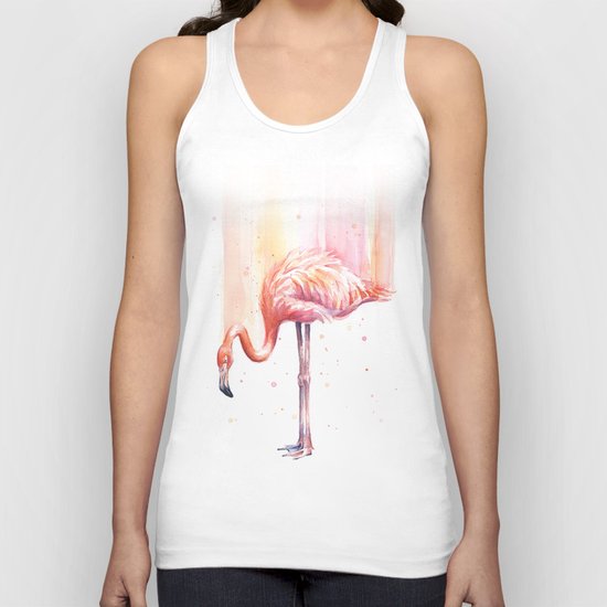 Flamingo Watercolor | Pink Rain Unisex Tank Top