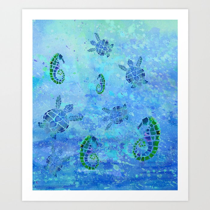 Sea Turtle Batik Art Print