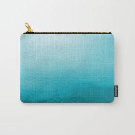 Teal and White Watercolor Abstract Art Gradient Carry-All Pouch