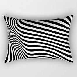Retro Shapes And Lines Black And White Optical Art Rectangular Pillow