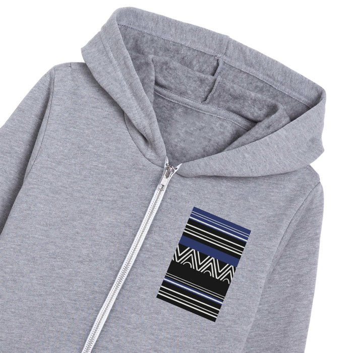 Blue African Striped Pattern Kids Zip Hoodie