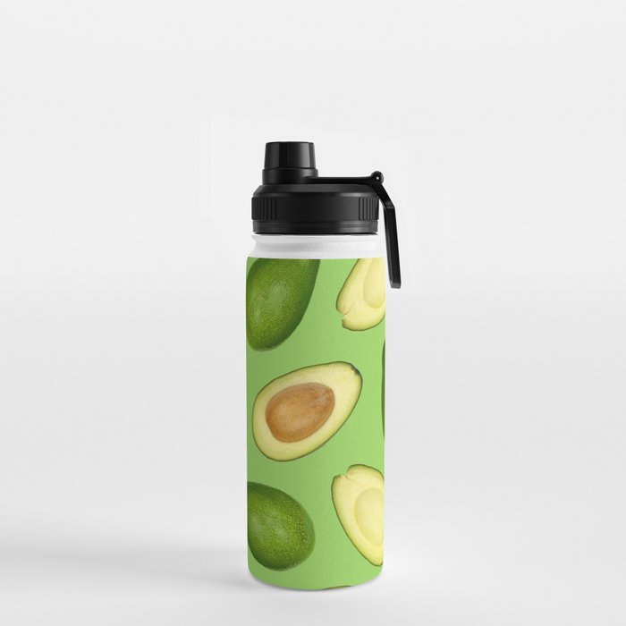 Pattern of green avocado Water Bottle