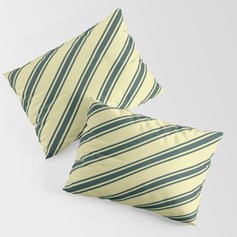 [ Thumbnail: Pale Goldenrod & Dark Slate Gray Colored Lined Pattern Pillow Sham ]