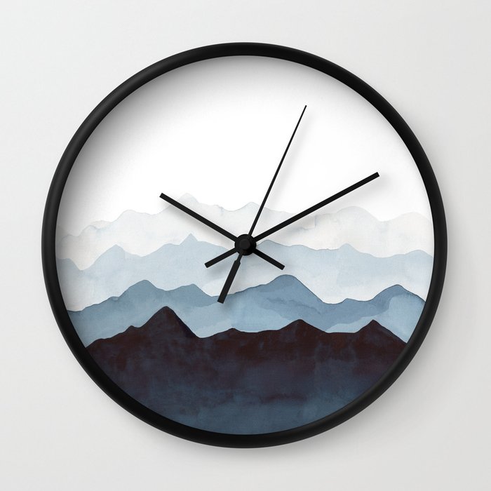 Indigo Mountains Landscape Wall Clock