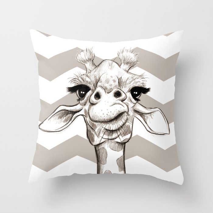 Sketchy Giraffe  Throw Pillow