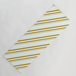 [ Thumbnail: Mint Cream and Dark Goldenrod Colored Stripes Pattern Yoga Mat ]