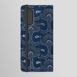 French Indigo Blue Leaf Android Wallet Case