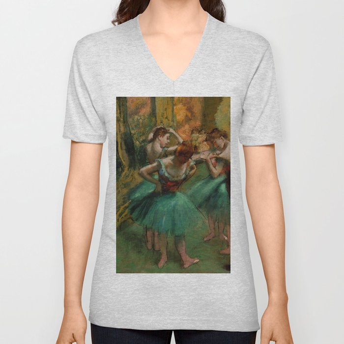 Edgar Degas "Dancers, Pink and Green" V Neck T Shirt