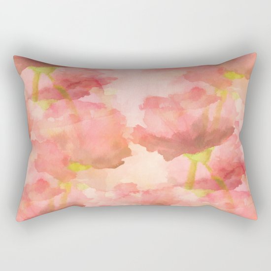 Delicate Pink Watercolor Floral Abtract Rectangular Pillow