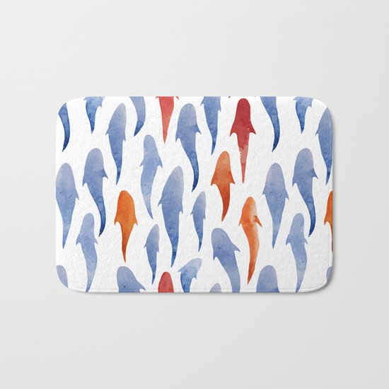 Watercolor Shark Pattern Bath Mat