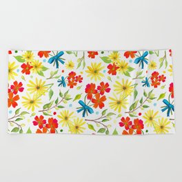 Fabulous Florals - Red & Yellow Beach Towel