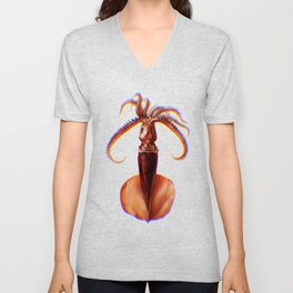 Giant Squid Fringed V Neck T Shirt