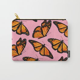 Monarch Butterfly Pattern-Pink Carry-All Pouch