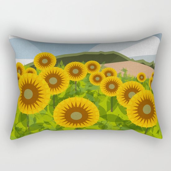 SUNFLOWERS (geometric flowers abstract) Rectangular Pillow