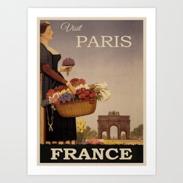 Vintage Paris Flower Girl  Art Print