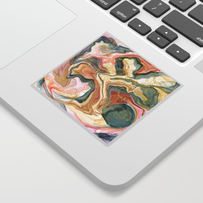 Marbled Blue and Rose with Gold Sticker