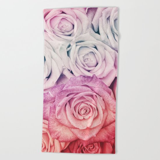 Some people grumble II Floral rose flowers pink and multicolor Beach Towel