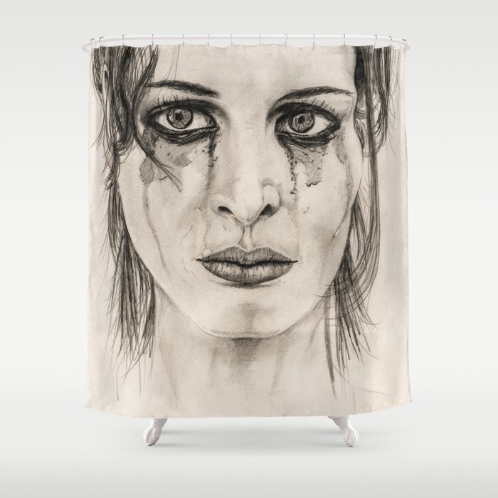 Crying Girl Drawing In Pencil Shower Curtain By Sean Fleming Society6
