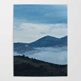 Hills Clouds Scenic Landscape Poster