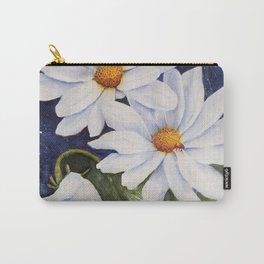 CLASSIC WHITE DAISIES in WATERCOLORS Carry-All Pouch
