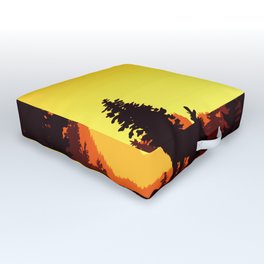 Vector Illustration Howling Wolf Standing On Outdoor Floor Cushion